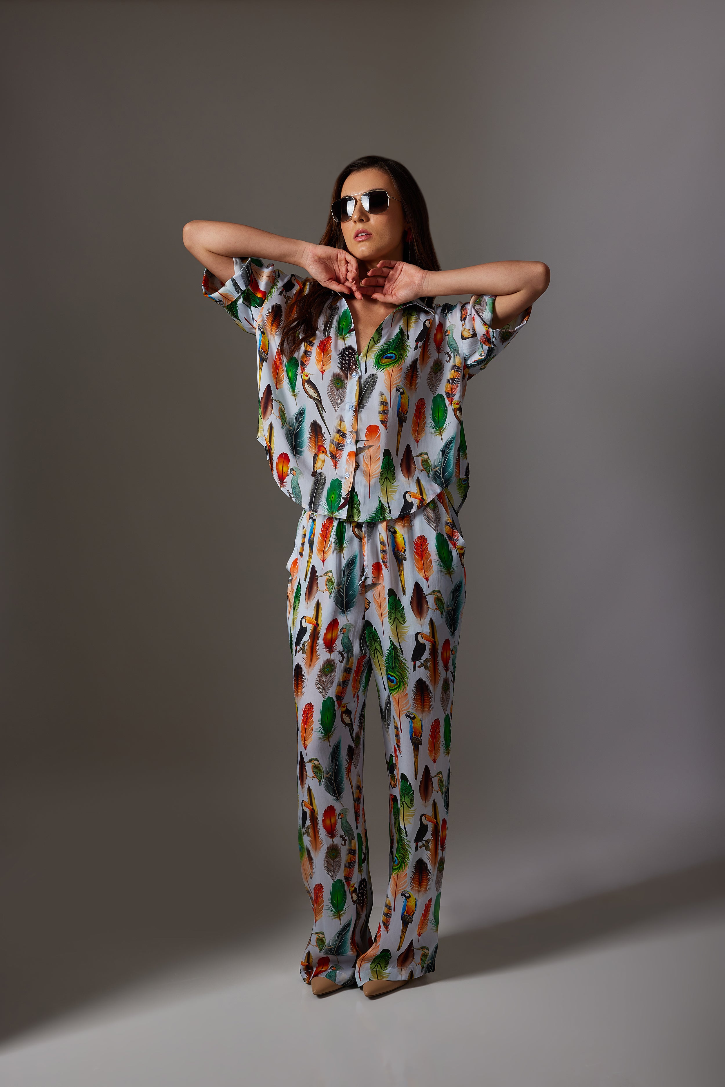 CANCLINI FEATHER PRINT SHIRT