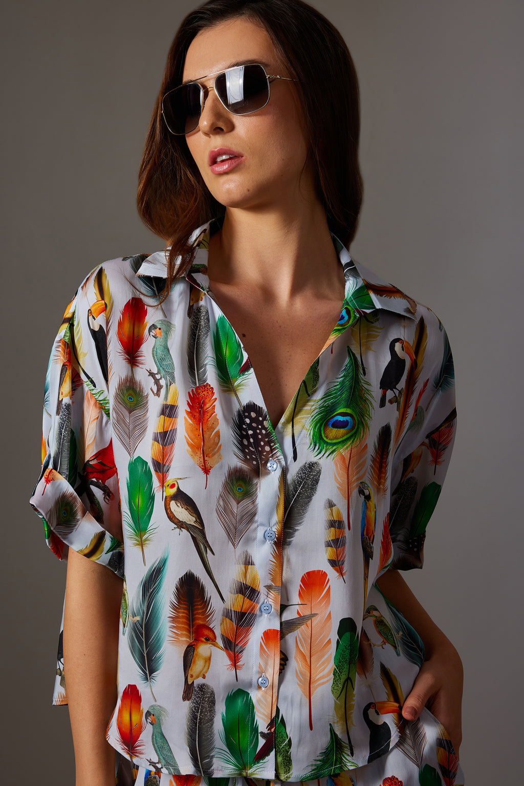 CANCLINI FEATHER PRINT SHIRT