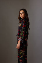 CANCLINI FLORAL PRINT BLACK AND RED SHIRT