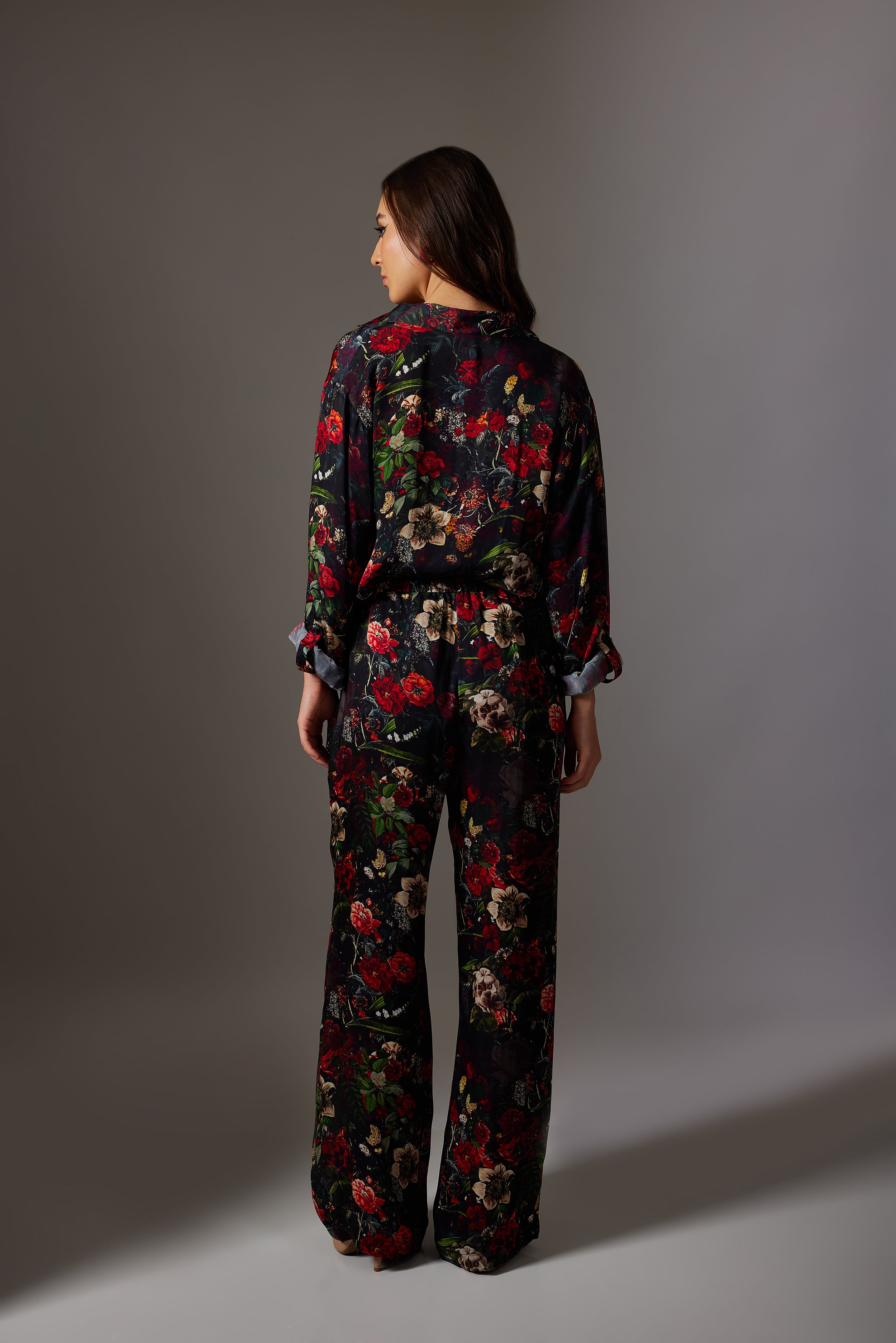 CANCLINI FLORAL PRINT BLACK AND RED SHIRT