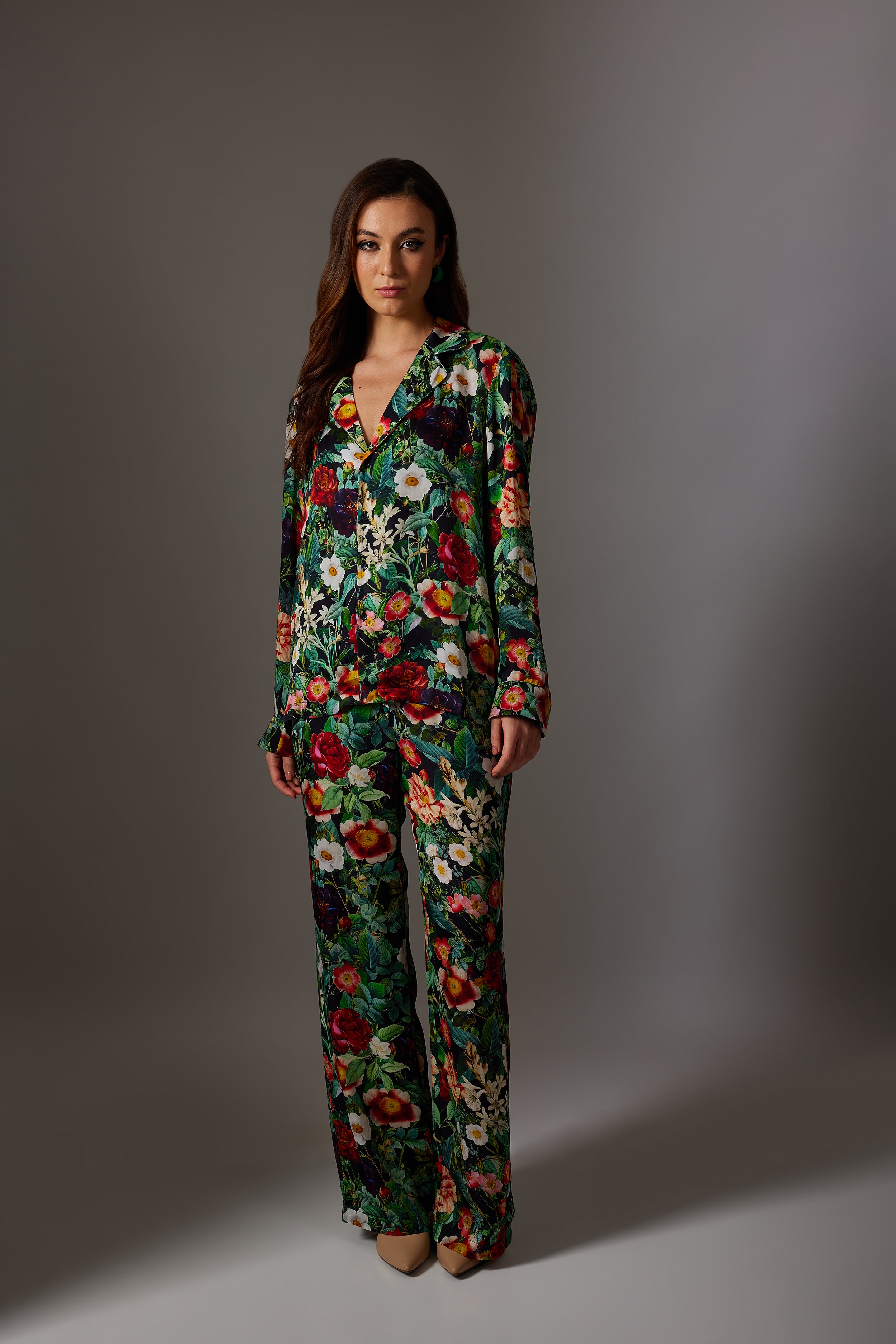 CANCLINI FLORAL PRINT GREEN SHIRT