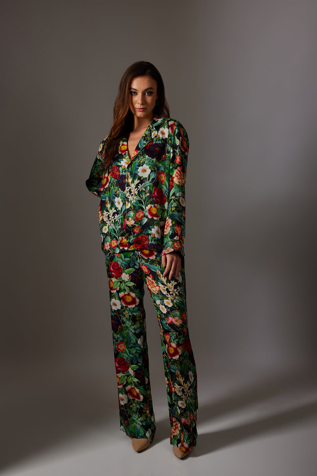 CANCLINI FLORAL PRINT GREEN SHIRT