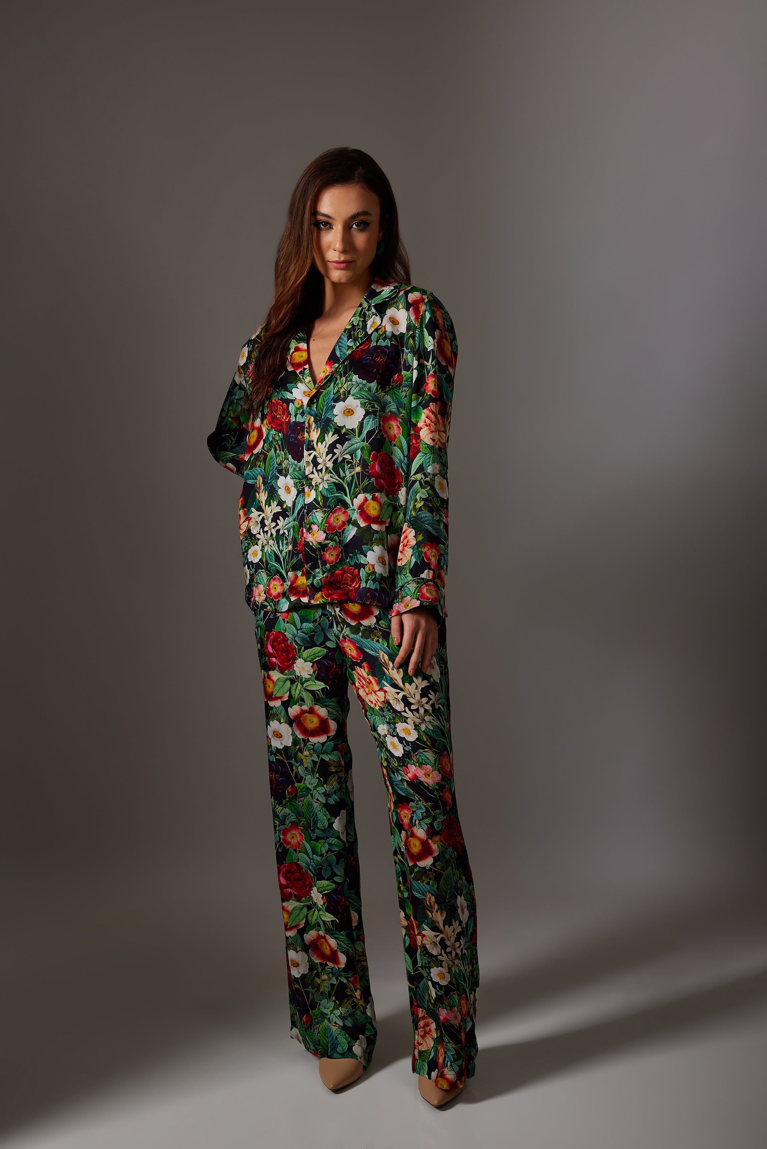 CANCLINI FLORAL PRINT GREEN SHIRT