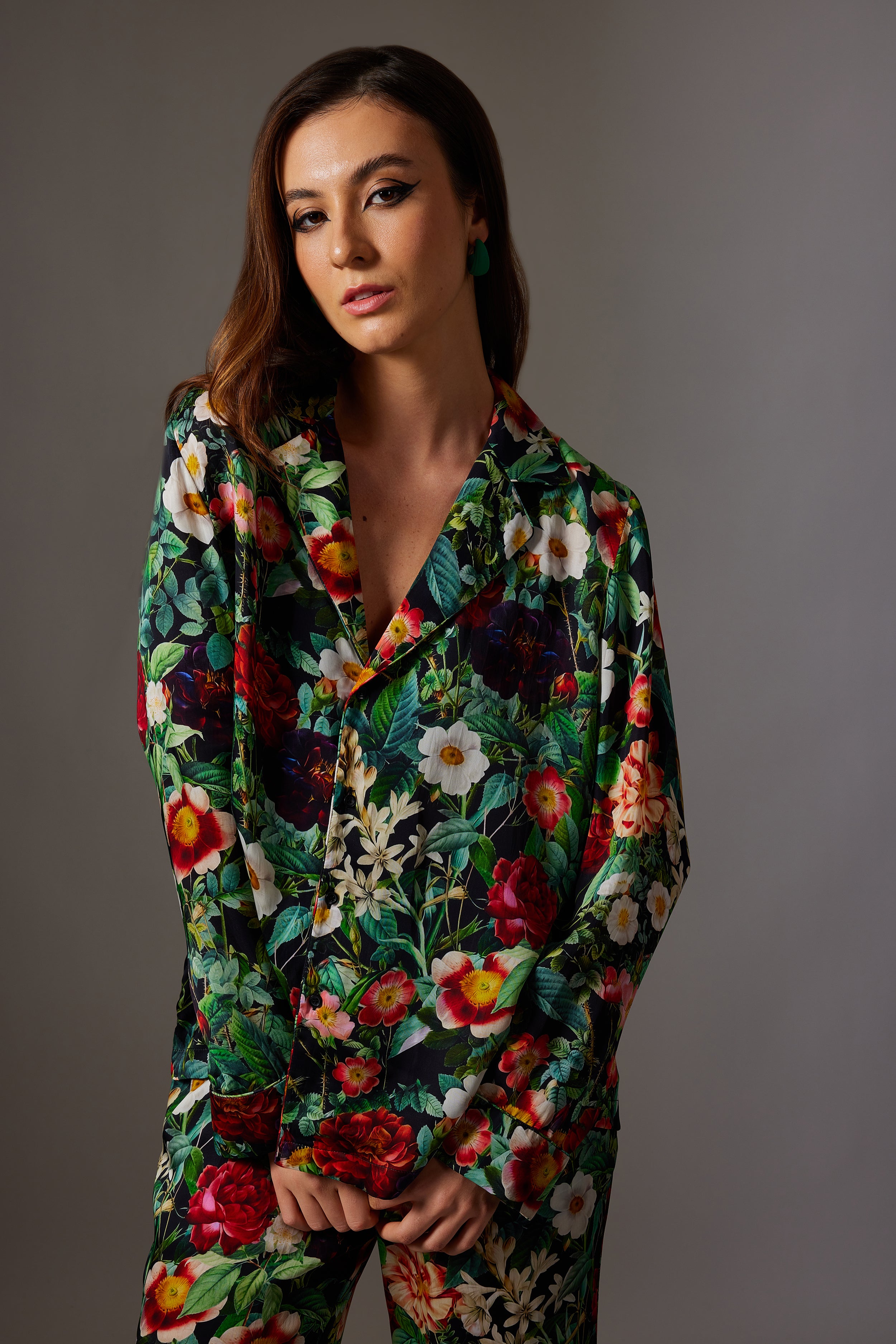 CANCLINI FLORAL PRINT GREEN SHIRT