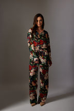 CANCLINI RED ROSE PRINT BLACK SHIRT
