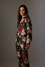 CANCLINI RED ROSE PRINT BLACK SHIRT