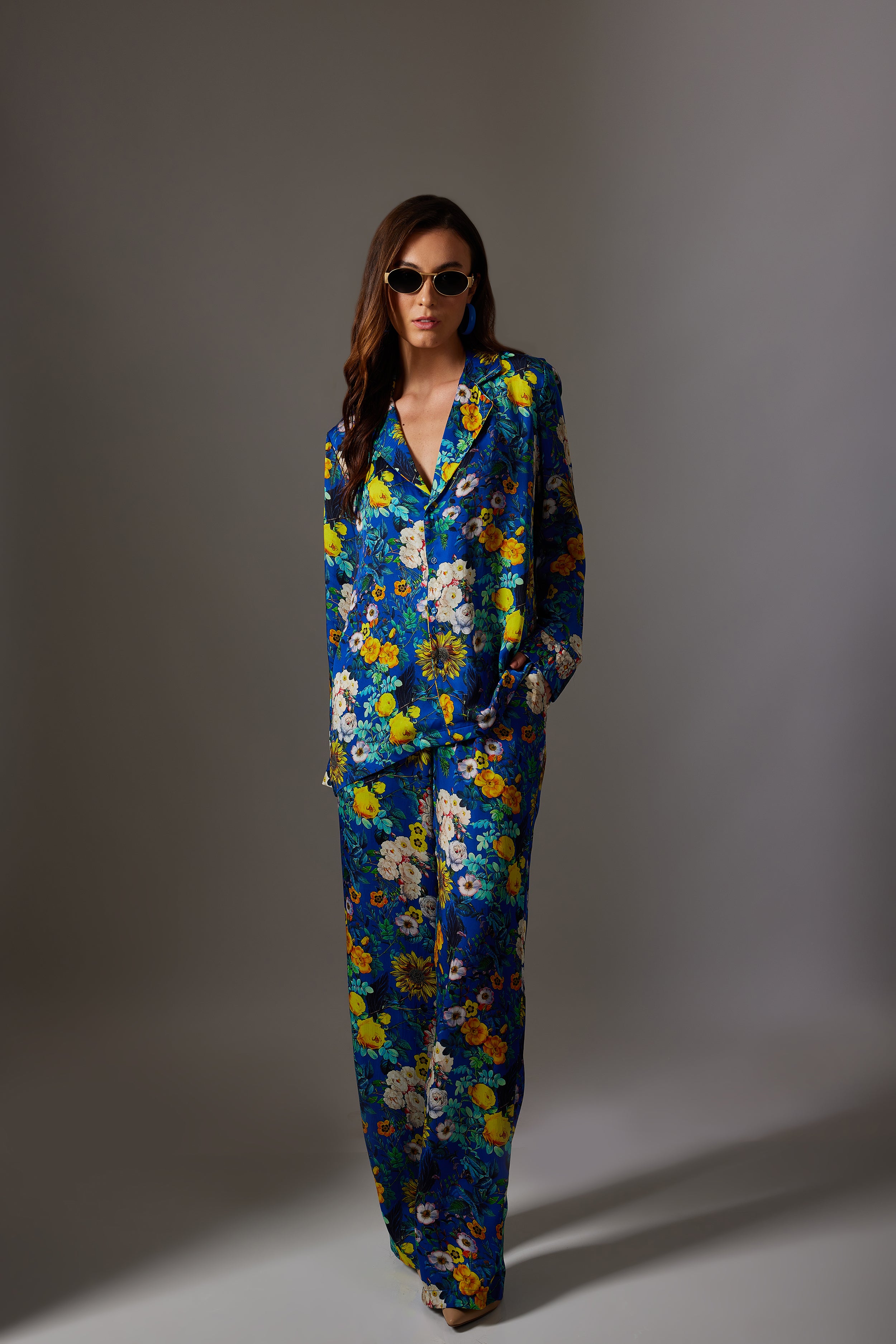 CANCLINI FLORAL PRINT BLUE  SHIRT
