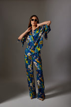 CANCLINI FLORAL PRINT BLUE TIE-UP SHIRT