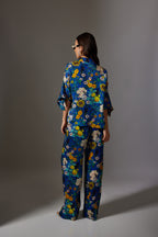 CANCLINI FLORAL PRINT BLUE TIE-UP SHIRT