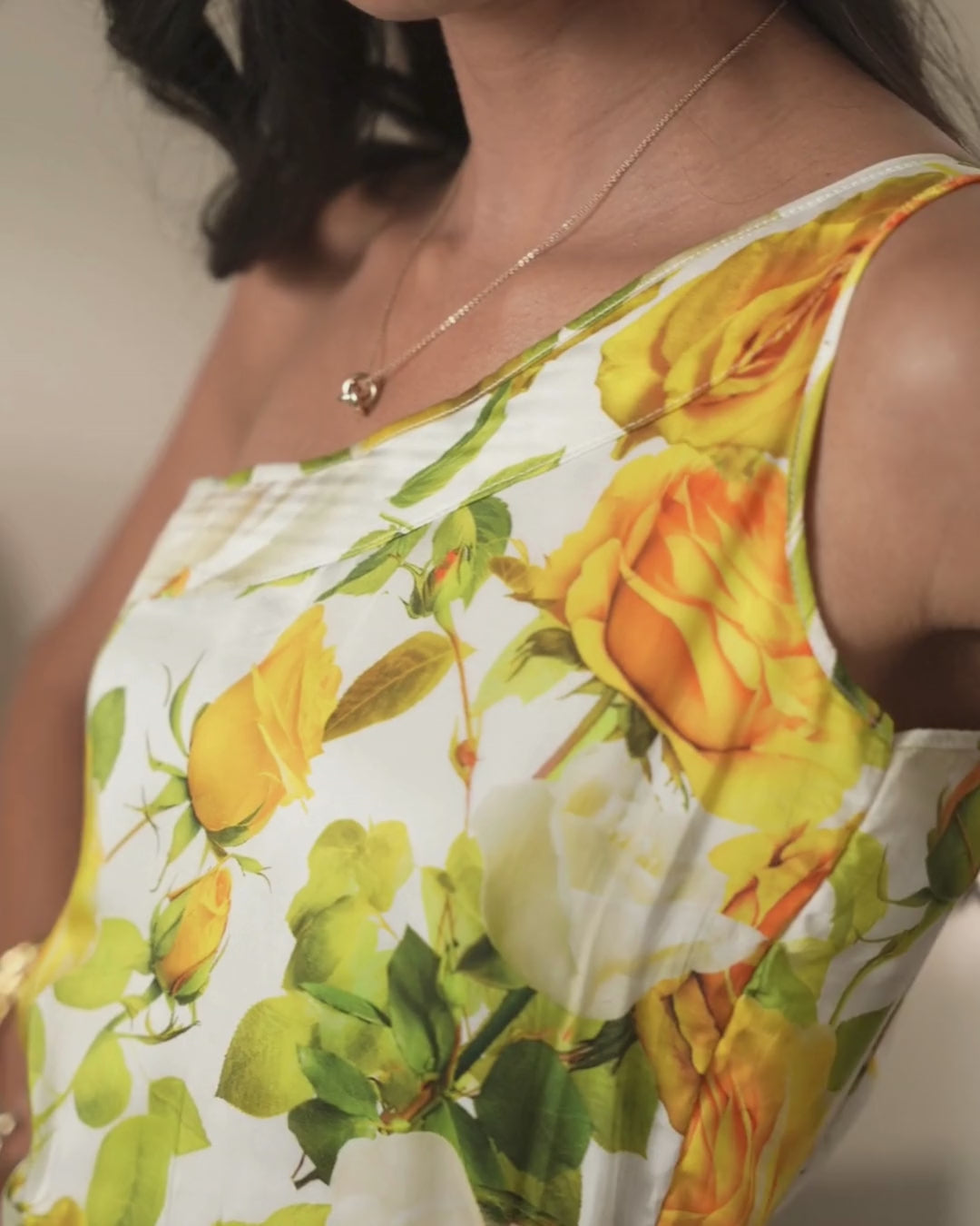 Lemon Rose One-Shoulder Top